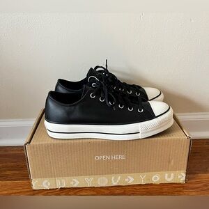 Converse by YOU CTAS Platform Lift Ox Leather Black Shoe M 10